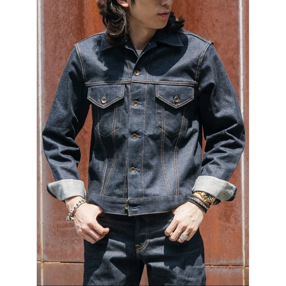 Bronson Non Stock Denim Trucker Jean Jacket Dark Wash Workwear Heritage Utility